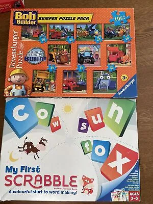 Kids Toy Bundle My First Scrabble & Ravensburger Bob The Builder Bumper Puzzle • £6.99