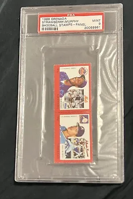 1988 Grenada Stamps Panel Dale Murphy Darryl Strawberry PSA 9 Mint Pop 2 No ^ • $99