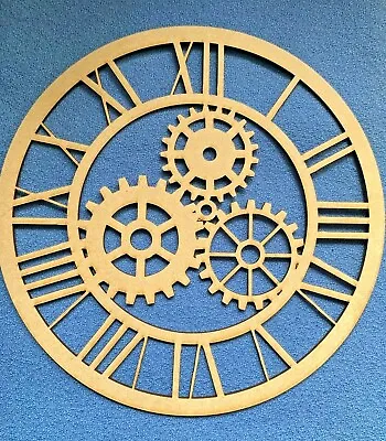 Wooden MDF Roman Numeral Cog  Clock Face Blank 25cm And 29cm • £8.50