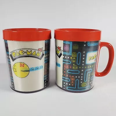 Set Of 2 Vintage Pac-Man Thermo-Serv Holographic Coffee Mugs 1980 Lenticular • $24.99