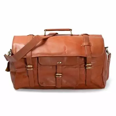 Men's Leather Handmade Vintage Duffle Luggage Weekend Gym Overnight Travel Bag • $106.29