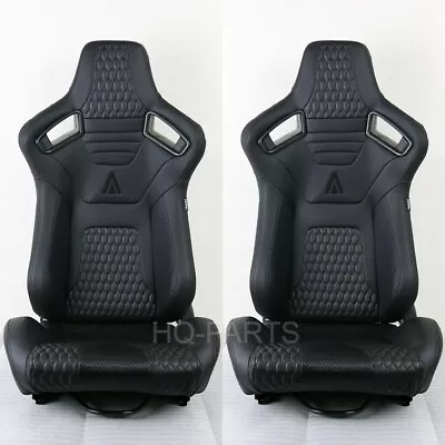 2 X Tanaka Premium Black Carbon Pvc Leather Racing Seats Reclinable Fits Mazda • $347.81