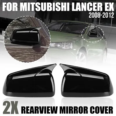 Black Rearview Side Mirror Cover Cap For Mitsubishi Lancer EX Sedan 2008-2012 • $31.34