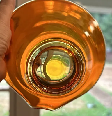 Viking Glass Bowl MCM Orange Yellow With Spout Epic Line Vintage Iridescent • $15