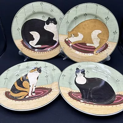 Warren Kimble Cat Collection Sakura Oneida Fat Cat Salad/Dessert Plates Set Of 4 • $25