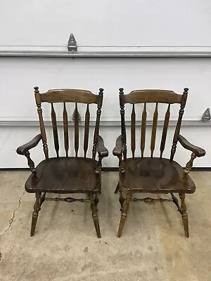 $549.95 • Buy Lot 2 Ethan Allen Old Tavern Pine Collection Dining Room Captains Arm Chairs C.