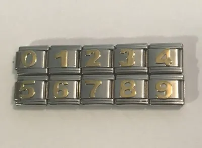 Numbers- Italian Charm 9mm Single Link For Bracelet - Number 0 Thru 9 You Choose • $2.50