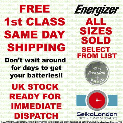 Energizer Silver Oxide Watch Battery 1.55v ALL SIZES OF WATCH BATTERIES - FAST!! • £2.49