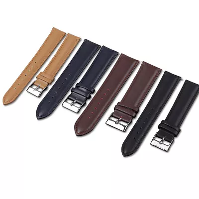 Men's Genuine Leather Watch Strap Band 18mm 20mm 22mm 24mm • £6.99