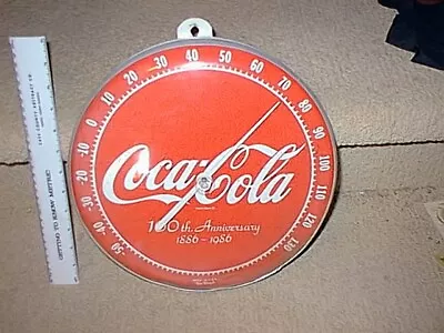 Vintage Coca Cola Coke Round Wall Tin Thermometer 100th Anniversary 1886-1996 • $59