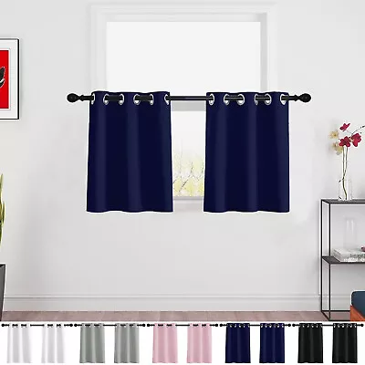 Kitchen Window Tier Blackout Curtains Washable Small Short Drapes Eyelet Curtain • £9.11