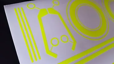 Helmet Tron Style Hi Viz Motorcycle Stickers Decals Saftey Fluorescent Yellow Eu • £12.99