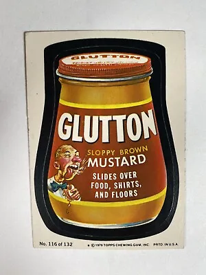Vintage Topps Card Glutton Sloppy Brown Mustard Slides Over Food Shirt And Floor • $9.99