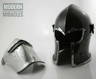 Medieval Sugarloaf Barbute Armour Helmet Roman Knight Magneto Halloween Cosplay • £102.12