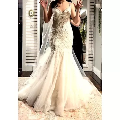 Mori Lee Madeline Gardner Ivory Beaded Mermaid Wedding Dress • $1500