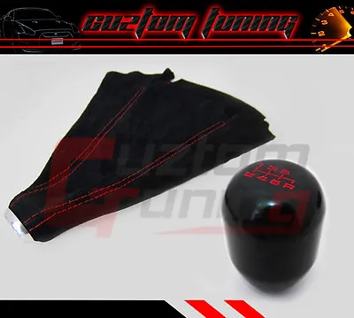 For Honda/acura 6 Speed Heavy Transmission Blk Shift Knob+suede Boot Red Stitch • $25.99