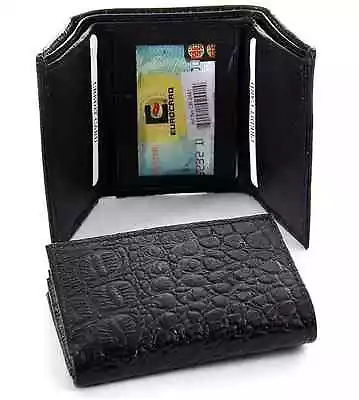 Men's Genuine Leather Trifold Wallet Crocodile Embossed 6 Credit Card Slots   • $11.39