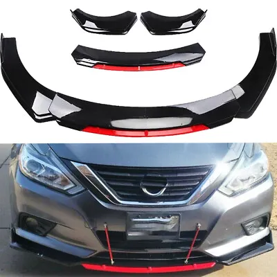 Glossy Black & Red Car Parts For Nissan Maxima Front Bumper Lip Spoiler Body Kit • $66.49