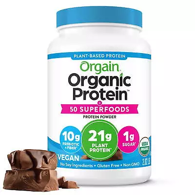 Orgain Organic Vegan 21g Protein Powder + 50 Superfoods Plant Based Chocolate • $28.19