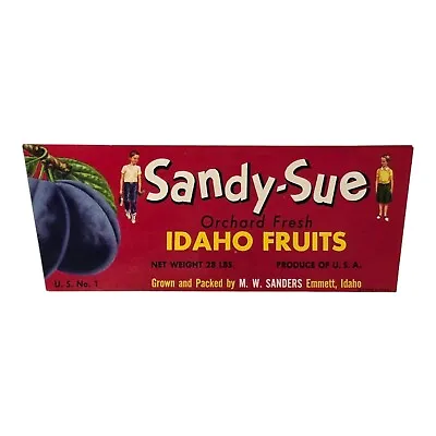 Vintage Sandy-Sue Idaho Fruits Crate Label MW Sanders Agriculture Ephemera 7x3 • $8.99