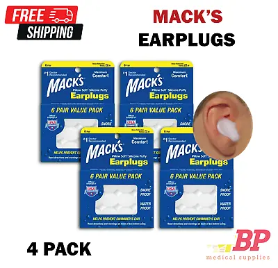 4Pack Mack's Pillow Soft Silicone EarPlugs For Sleeping Snoring Swimming -6 Pair • $22.95