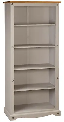 £109.99 • Buy Corona Tall Grey Wax Pine Bookcase 5 Book Shelves Mexican Solid Wood Living Room