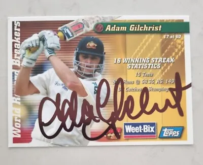 Adam Gilchrist Topps Weetbix Signed Cricket Trade Card Rare Mint • $48.90