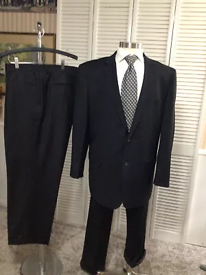 ROSSETTI UOMO MENS BLACK WOOL SUPER 150's 2 PIECE SUIT SIZE 46R  PANTS 40x32 • $28