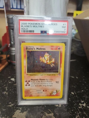 $159 • Buy 2000 Pokemon Gym Heroes 1st Edition Blaine's Moltres Holo 1/132 PSA 7 NM 
