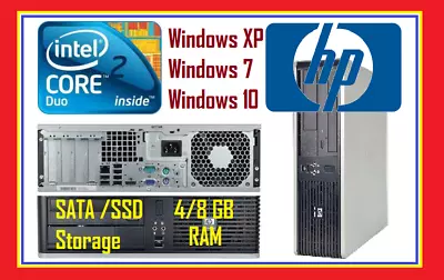 Desktop PC HP Intel Core 2 Duo 4GB/8GB SATA/SSD XP Windows7 64/32Bit Win10 RS232 • $155