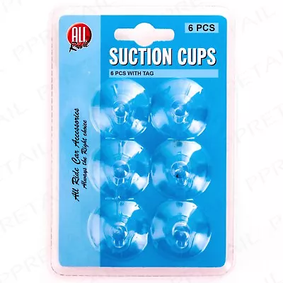 6 PACK SUCTION CUPS 35mm CAR WINDOW/WINDSCREEN Suncatcher/Glass/Tile/Mirror Hook • £7