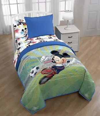 Disney Mickey Mouse Quilted Twin Bedspread & Pillow Sham Set Soccer • $39.99