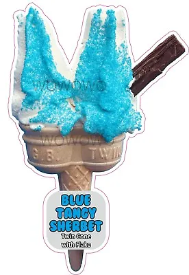 Ice Cream Van Sticker Twin Blue Sherbet Flake Tangy Topping Cone Stickers Decals • £3.95