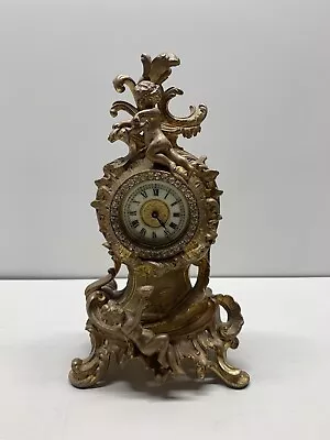 Antique 1892 Ansonia Figural Cherub Brass Metal Ormolu Mantle Clock Untested • $513.84