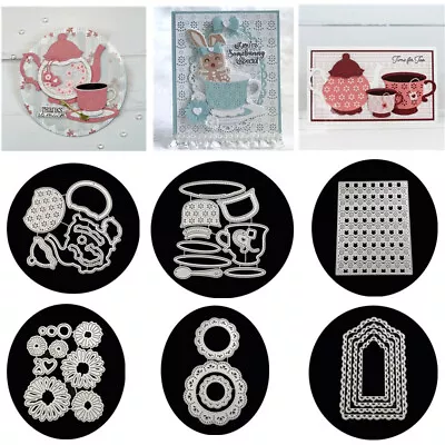 Teapot Cups Tags Metal Cutting Dies Embossing Card Diy Scrapbooking Paper Crafts • £4.31