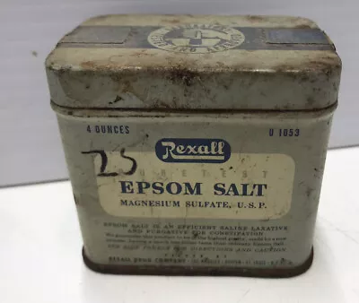 Rexall Epsom Salt Tin Can With Lid Metal 4 Ounce Vintage • $6.99