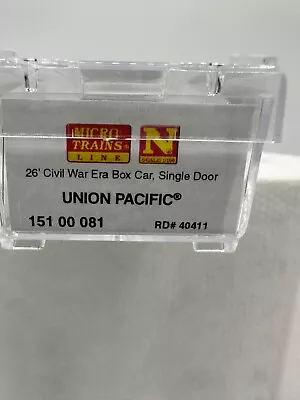 Union Pacific 26' Civil War Era Box Car Single Door Rd# 40411 NIB • $15