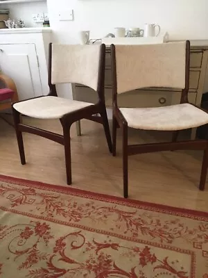 Pair Of Mid-century Danish Teak Dining Chairs By Eric Buch Model 89 • £120