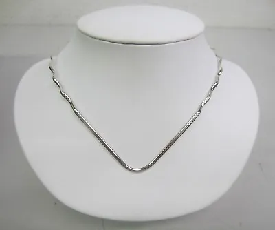 Pure Solid 925 Sterling Silver Choker Collar Wire Necklace Wave Style V Shape • $31.05