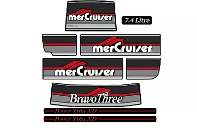 1986-1998 Mercury Mercruiser  Bravo Three Sticker Decal Set 7.4 Litre Trim Red • $16.99