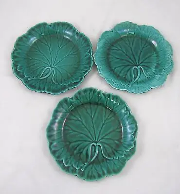 Vintage Wedgwood & Barlaston Of Etruria Majolica Green Cabbage Leaf Plates X 3 • £49.99