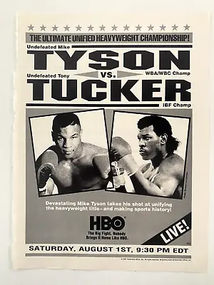 Mike Tyson Vs Tony Tucker HBO Heavyweight Championship Vintage 1987 Magazine Ad • $5.90