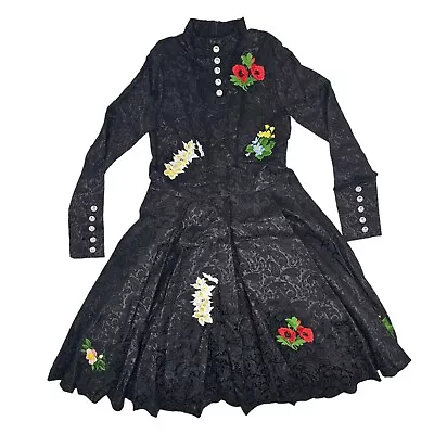 Love Made Love Girls Black Jacquard Embroidered A-Line Dress Age 10-11 Years • £69