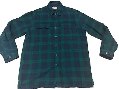 L.L. Bean Mens Green Plaid Fleece Lined Flannel Shirt Medium Traditional • $22