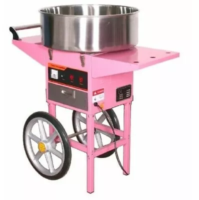 Candy Floss Making Machine Cart Pink Cotton Candyfloss +SPOON+ 200 Paper Sticks • £339.95