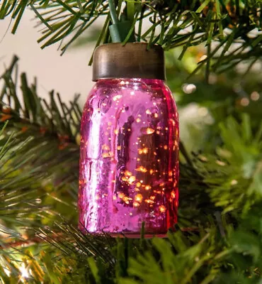 Set/12 • Hot Pink Mercury Glass Mini Mason Jar Everyday Light Covers • 2½  Tall • $76.99