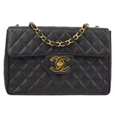 Chanel Black Caviar Jumbo Classic Flap Bag 190975 • £6649.51