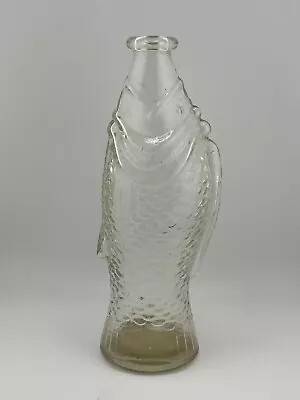 Vintage Glass Fish Shaped Wine Bottle Decanter Clear Vase 9” Decorative • $19.99