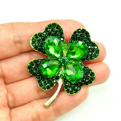 Four Leaf Clover Brooch St. Patrick's Day Brooches Lucky Four Leaf Clover Pin • $10.75
