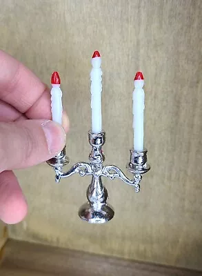 1978 Dollhouse Miniature 1:6 Imperial Metal 3 Arm Candelabra Candlestick Dining • $9.99